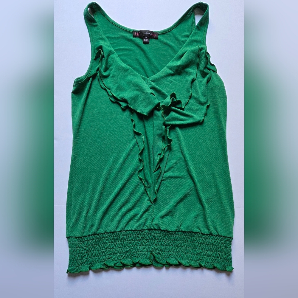 Heart Soul Emerald Green Ruffle V-Neck Tank